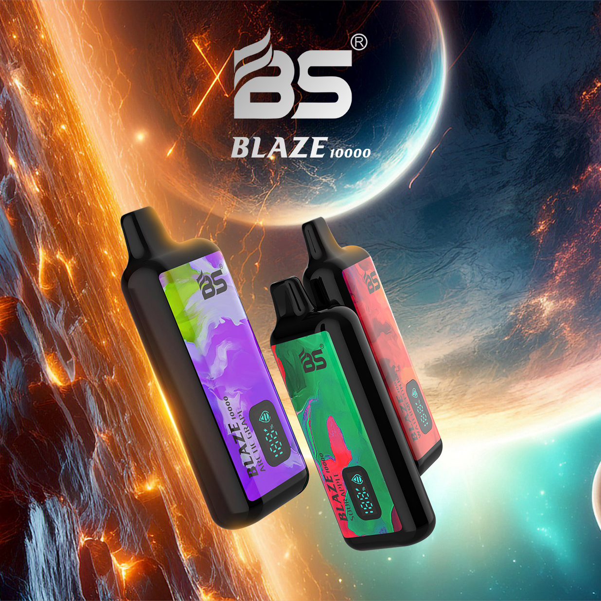 最新バージョンの電子タバコbreze stiik bs Blaze 10000 LEDデジタルディスプレイバッテリー/e-liquid to1000puffs Type-C 18ml 10フレーバーから選択する