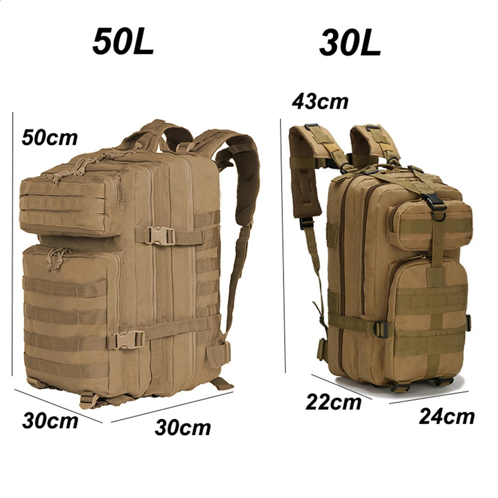 Zaini tattici militari Lawaia 30L o 50L Zaino impermeabile Borsa da trekking caccia da campeggio sport all'aria aperta 240119