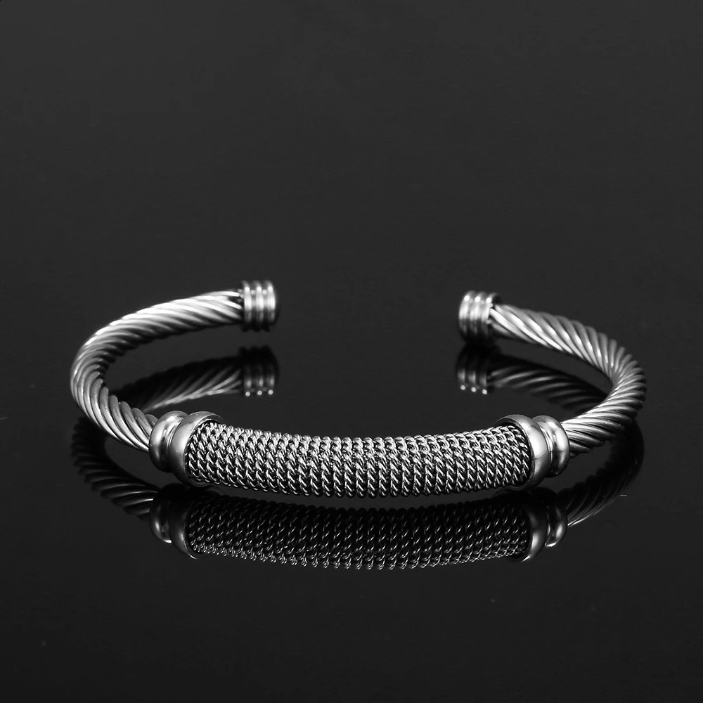 Stainless Steel Gold Color Bangle Bracelets Luxury Brand Stylish Mesh Bangle for Women Men Decoration Jewelry Accessory Gift 240124