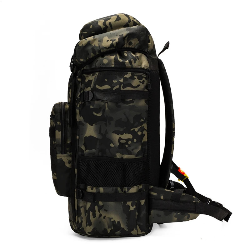 Mochila tática de nylon 75l, à prova d'água, para homens, caminhadas, viagem, acampamento, caça, esportes ao ar livre, militar, bolsa do exército 240124