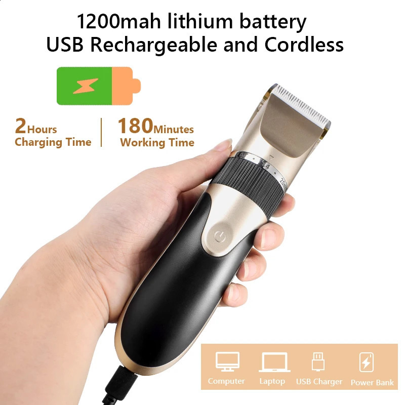 Professional Hair Trimmer Digital USB Rechargeable Hair Clipper for Men Haircut Ceramic Blade Razor Hair Cutter Barber Machine 240124