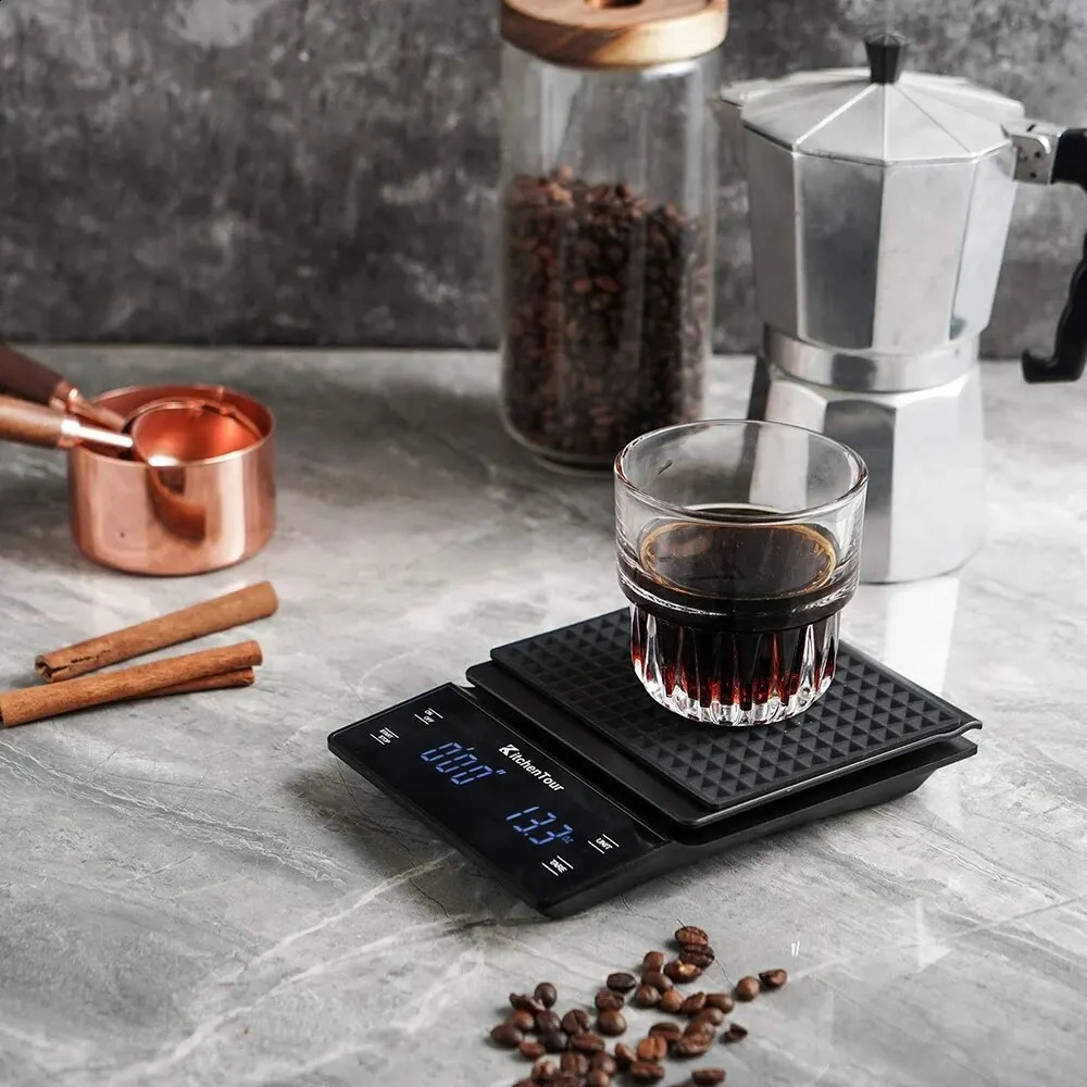 Köksverktyg Kaffeskala med timer Digital multifunktion som väger 3KG01G Häll över Drip Espresso LCD -skärm 240129