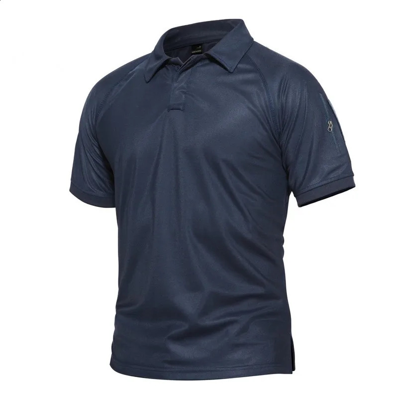 Hommes Polo militaire d'été à séchage rapide respirant armée Combat tactique Polo mâle bleu marine à manches courtes polos hommes S-5XL 240202