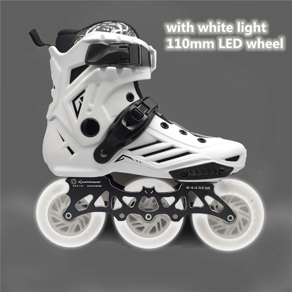 3-wiel LED Flash Inline Skates Schoenen met 3X110mm Wit Blauw Groen Rood Roze Licht Kleur Glans Rolschaats Straat Patines 110mm 240127