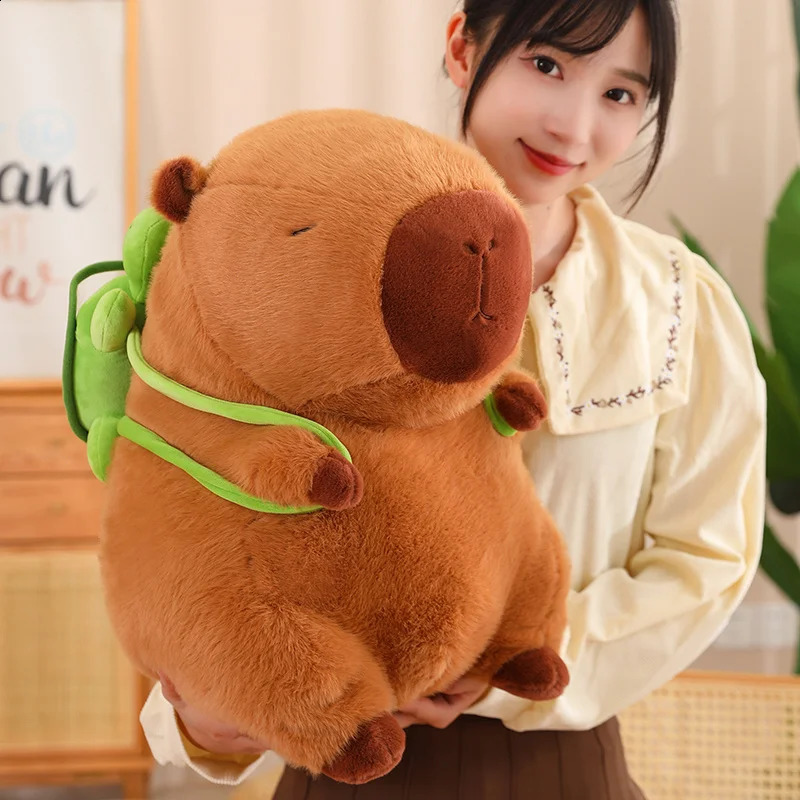 Fluffy Capybara Plush Doll Kawaii Capybara مع السلحفاة المحشوة بالحيوانات المحشوة بالأطفال juguetes هدية عيد ميلاد ديكور المنزل 240118