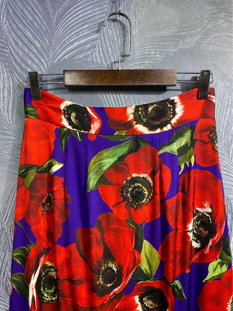 Весенне-летняя шелковая юбка с цветочным принтом, женская юбка в стиле ампир, полуплатье High Street, вечерние, праздничные, тонкие