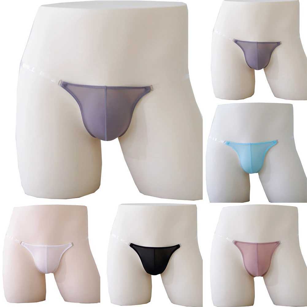 Briefs Panties Brand New Male Bulge Pouch Elastic Elasticity Slips Ice Silk Low Waist Men Seamless Sexy Lingerie YQ240215