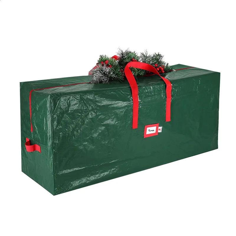 Grande borsa albero di Natale, vasca portaoggetti, alta decorazione natalizia, scatola ghirlande, maniglie, organizer la casa impermeabile e durevole 240201