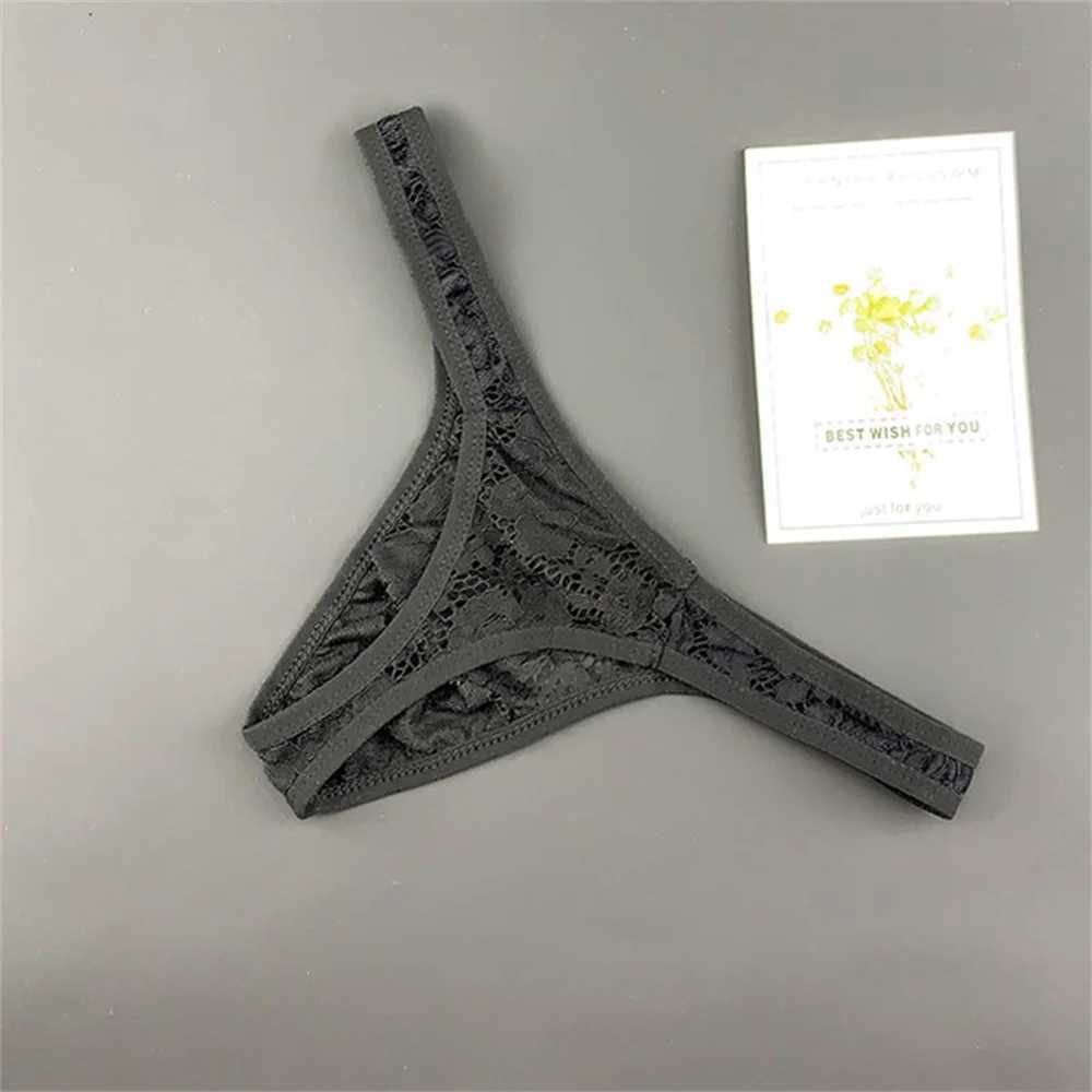 Slip Mutandine M-XXL Taglie forti T-back Intimo sexy Uomo Perizoma in pizzo Maglia trasparente G-String Tanga maschile traspirante gli amanti YQ240215