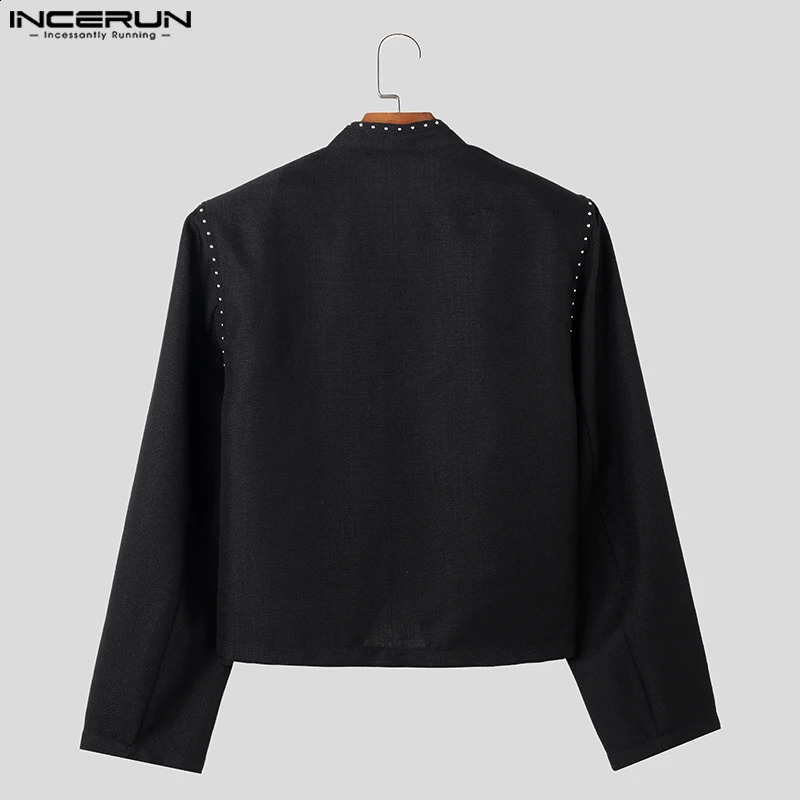 INCERUN hauts Style coréen hommes col montant ourlet irrégulier conception costume manteaux décontracté Streetwear à manches longues Blazer S5XL 240201