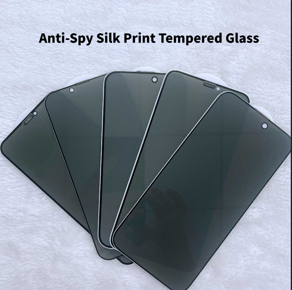 Silk Print Full Cover Hempered Glass Anti-Glare Privacy Screen Protector Film för Apple iPhone 15 14 13 12 11 Mini Pro Max Explosion-Proof