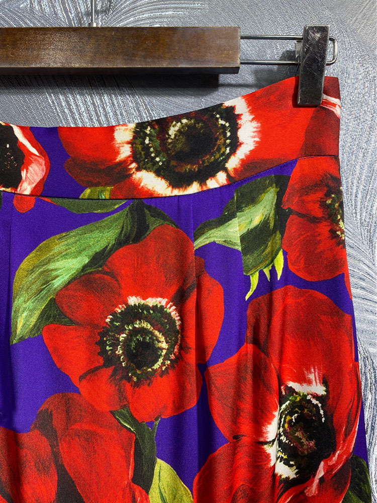 Весенне-летняя шелковая юбка с цветочным принтом, женская юбка в стиле ампир, полуплатье High Street, вечерние, праздничные, тонкие