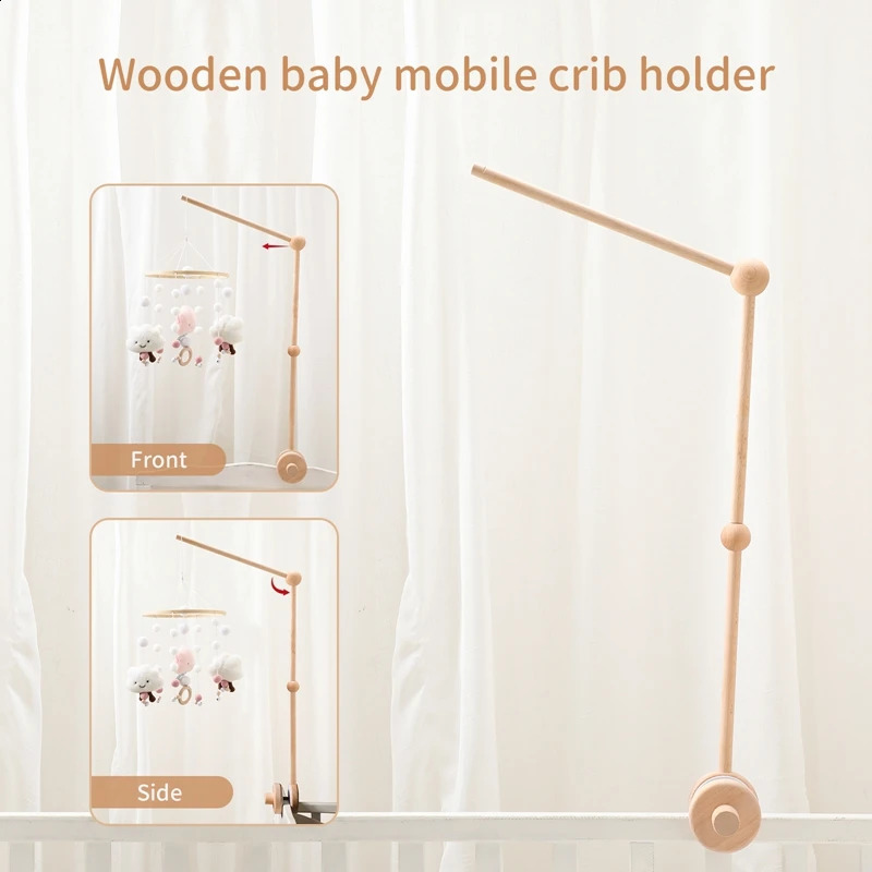Baby Wood Bed Bell Bracket Mobile Hanging Rattles Bracket Toys Hanger Baby Crib Mobil Bell Bell Wood Toys Holder Arm Bracket 240129