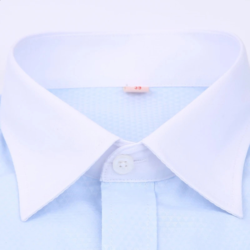 2023 Men French Cufflinks Shirts White Collar Design Solid Color Jacquard Fabric Male Gentleman Dress Long Sleeves Shirt 240126