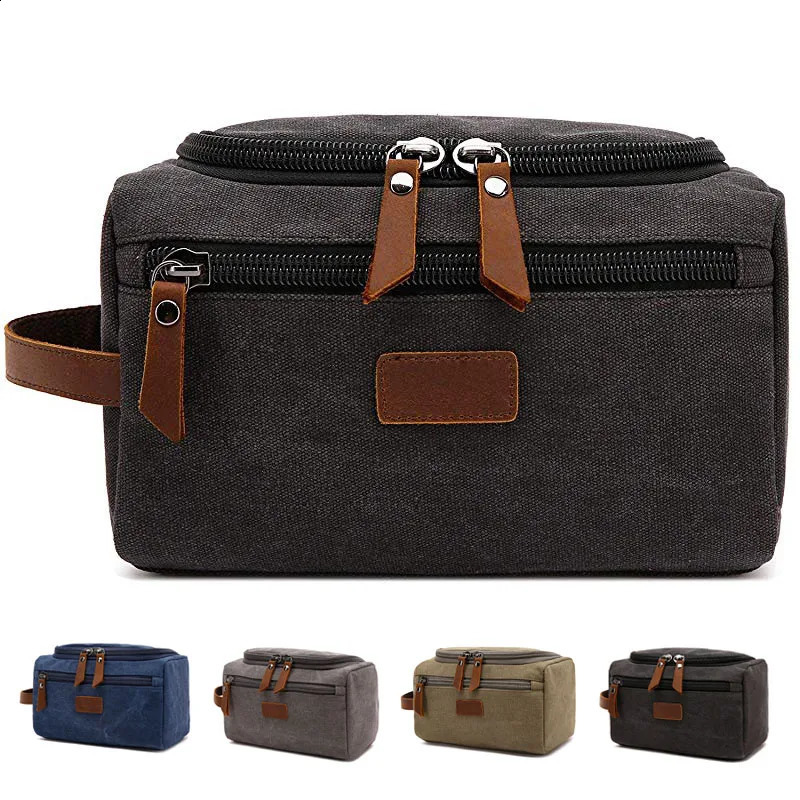 Saco de higiene pessoal de lona para homens lavar barbear dopp kit mulheres viagem compõem cosméticos bolsa sacos caso organizador 240123