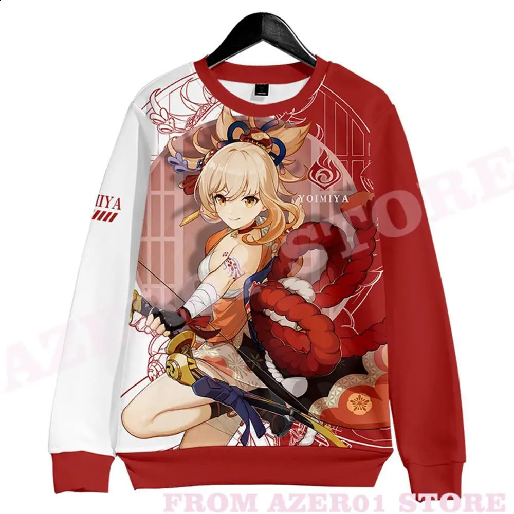 Genshin Impact Yoimiya 3D-Druck Hoodies T-Shirt leidenschaftlich Männer/Frauen Streetwear T-Shirt Reißverschluss Kawaii Harajuku mit Kapuze 240125