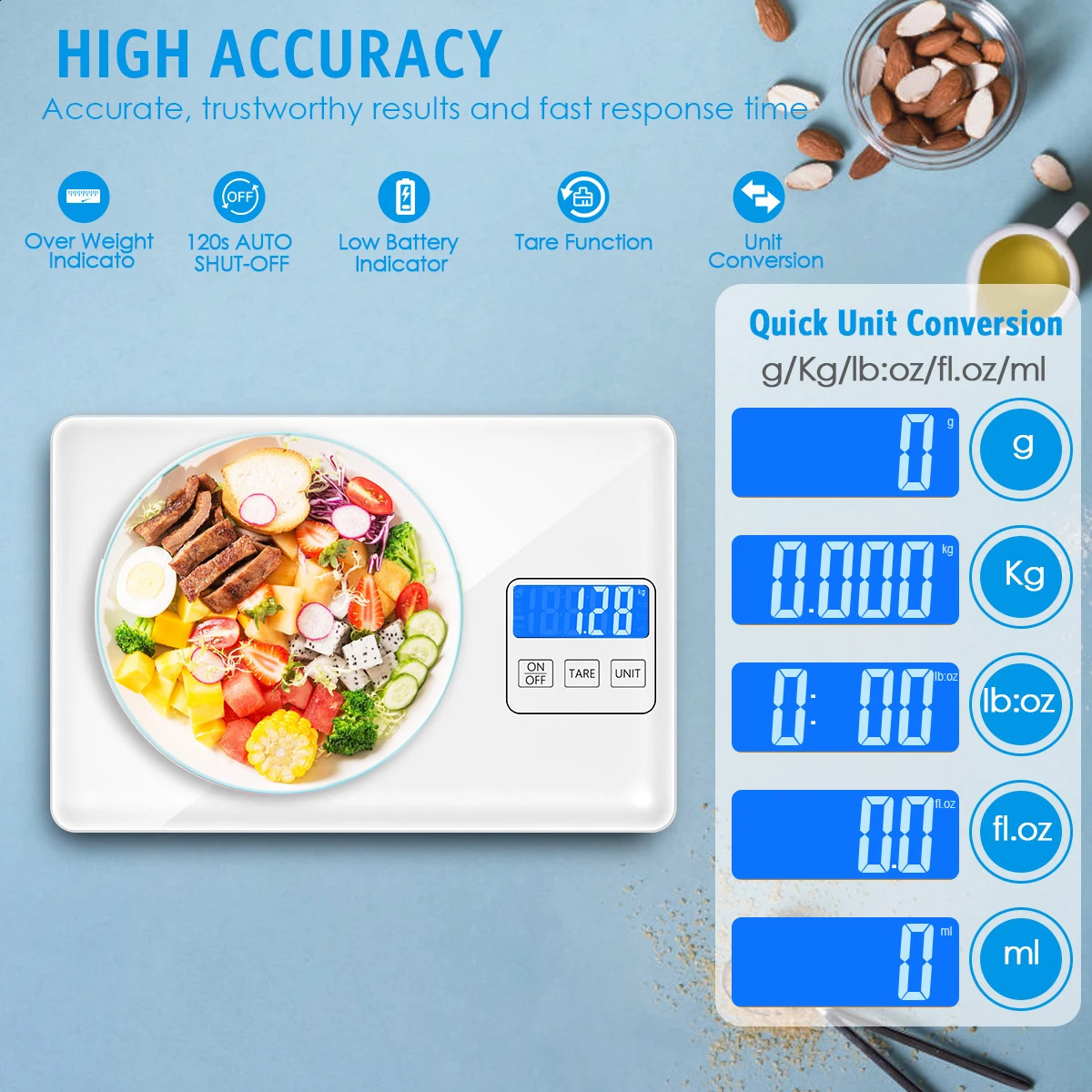 ORIA DIGITAL SCALE 15 kg1g wiederaufladbare elektronische Küche hohe Präzisionsnahrung zum Backen von Kochen 240130