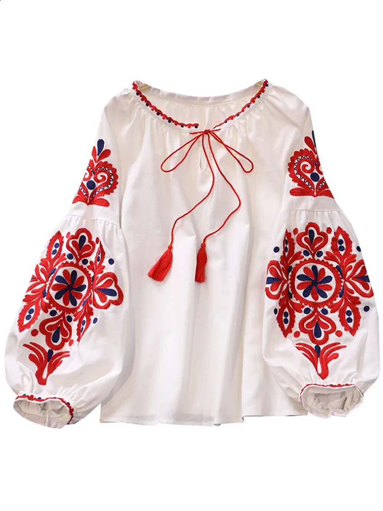 EWQ Sweet Style Women Pullover قمصان التطريز المرقور ضمادة Vneck فانوس فانوس ربيع الصيف بلوزة SN0235 240202