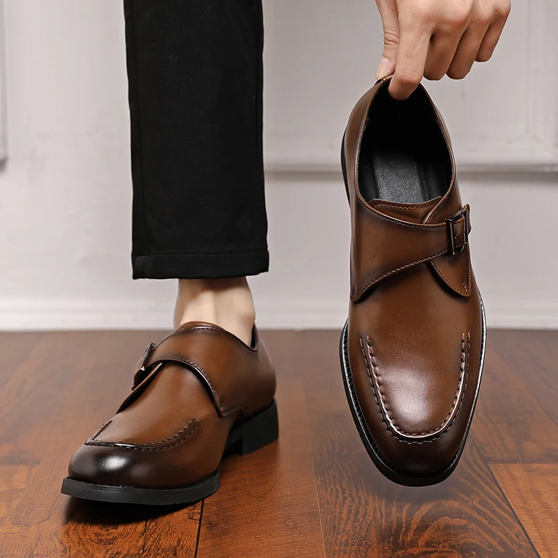 Lefu Men S Stylist Pointy British Fashion Casual One Step Leather Shoes Britih Fahion Sapato