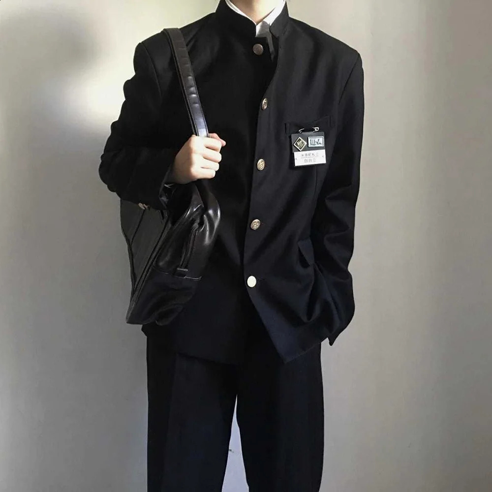 Japanese College Uniform Jacket Standup Collar Suit Top Mens Spring Summer Wind Trend Men Coat School 240201