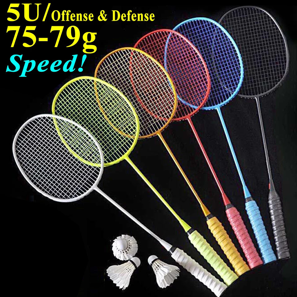 Vuxen professionell full kol badminton racket ljus träning 5ug4 både offensiv och defensiv sträng handlim racquet 1 st 240202