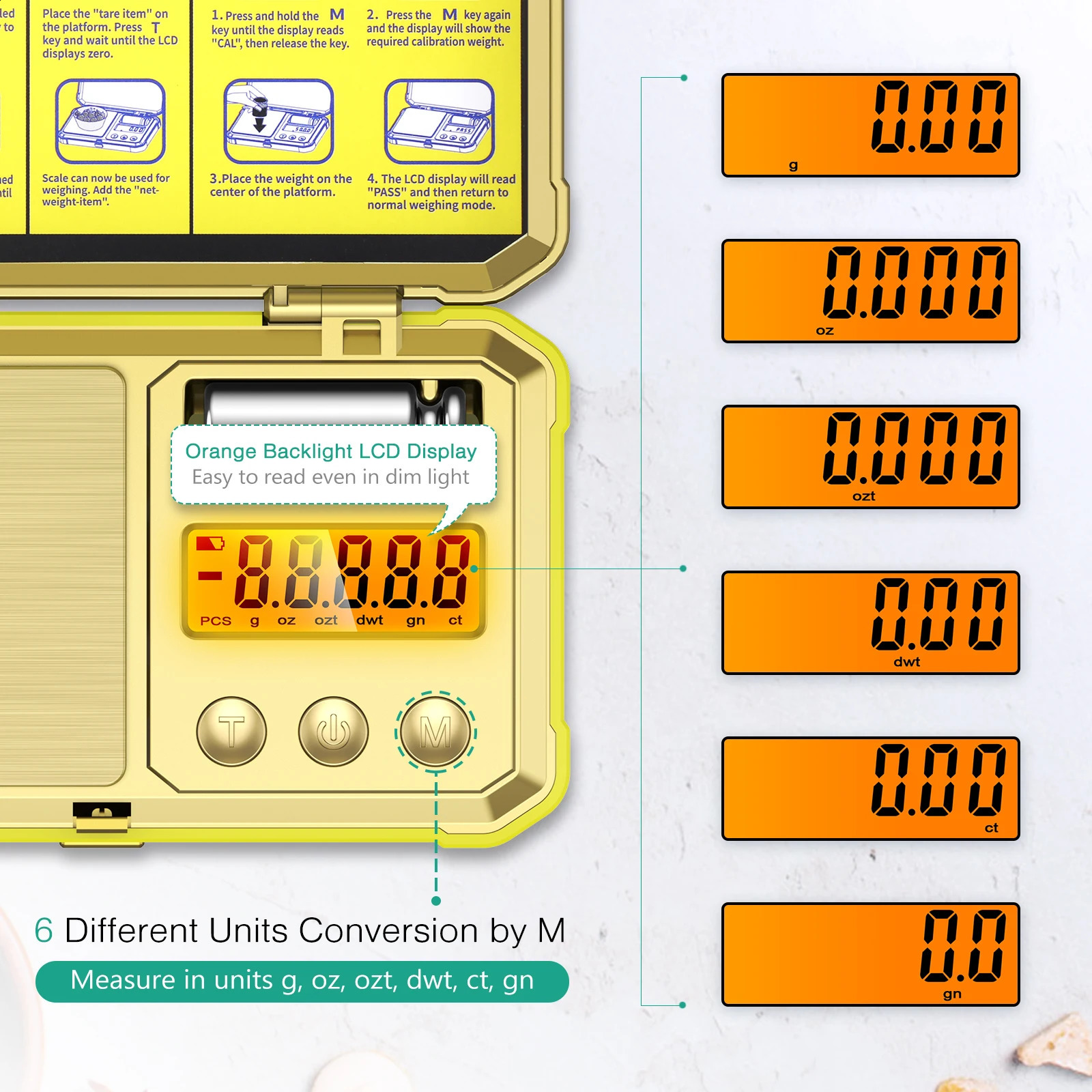 Digital smyckeskala 200g 001g fickskalor med 50 g kalibreringsvikt elektronisk smart för professionell vägning 240129