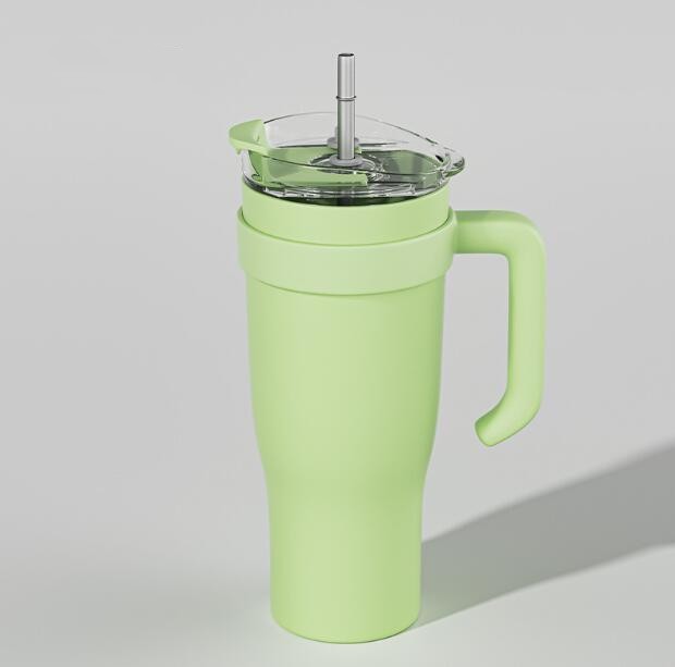 Toppgradient stor kapacitet 40oz Big Mac Car Cup handtag Portable STRAW CUP ROINTLess Steel Car Thermos Cup Coffee Cup Business Cup