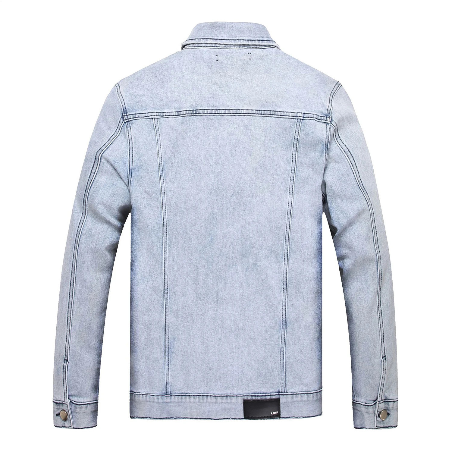 Light Luxury Men's Classic Style Trendy Coathard Wash Light Blue Jacketsslim-Fit Street Fashion Sexy Denim Jacket; 240202