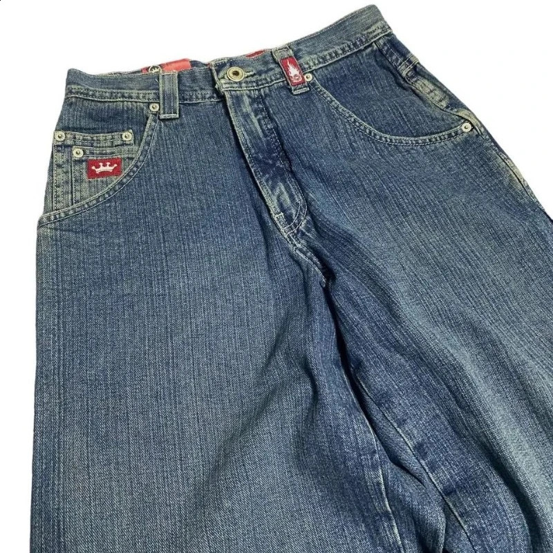 Pantalones de carga de ropa Y2K Hombres Jnco Bordco Bordado Hip Hop Hop Streetwear Harajuku Vintage de pierna ancha Designe de jeans angustiados