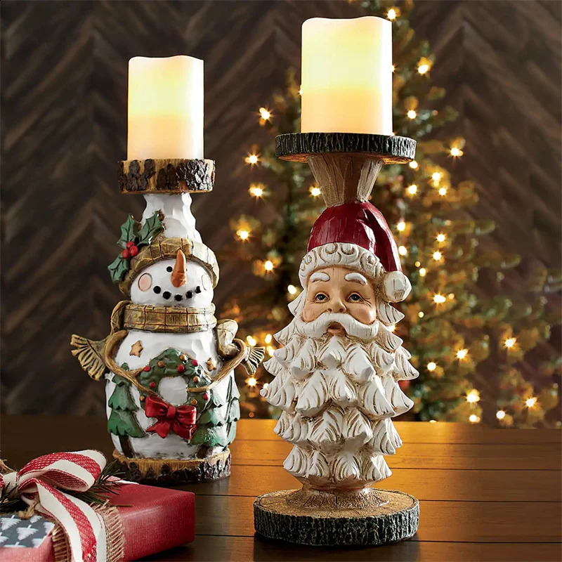 Christmas Nutcracker Candle Holder Resin Craft Tealight Nutcrackers Vintage For Dinner Table Fireplace 240125