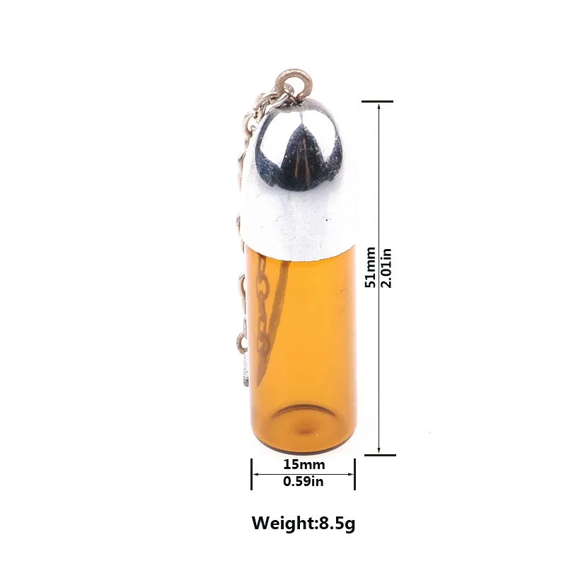 흡연 액세서리 57mm 유리 스너프 알약 상자 케이스 병은 맑은 브라운 바이알과 금속 숟가락 스파이스 총알 로켓 스나이퍼 케이스
