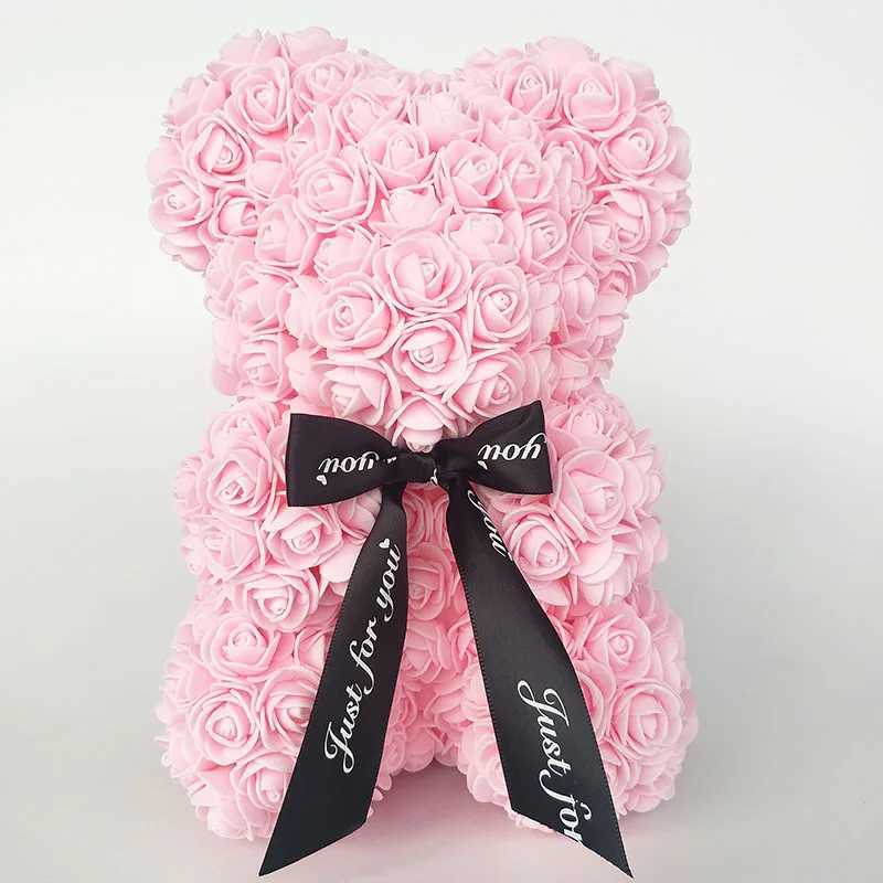 Couronnes de fleurs décoratives 25 cm ours de dessin animé fleurs artificielles PE rose fleur cadeaux de Noël artificiels pour femmes cadeau de Saint Valentin ours cadeau de vacances