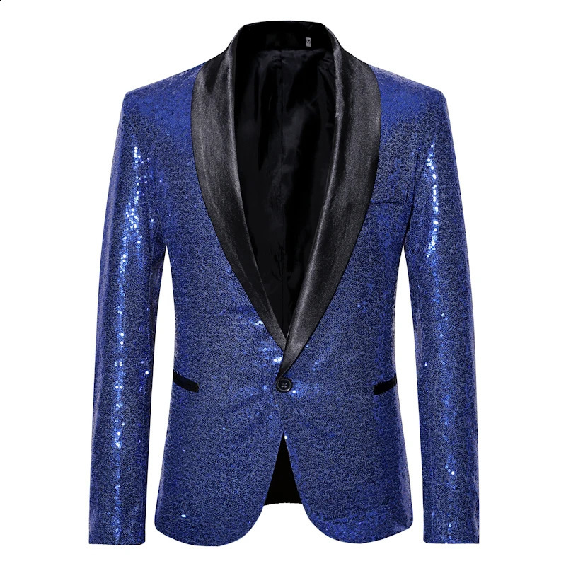 Shiny Gold Sequin Glitter Verfraaid Blazer Jas Mannen Nachtclub Prom Pak Jassen Heren Kostuum Homme Stadium Kleding Voor zangers 240125