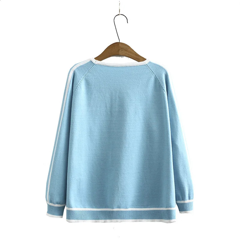 Women Sweters plus rozmiar mody jesienny skoczka do pasiastka złącza raglan rękawowe topy pokrywające przędzę dzianin pullover 3xl 240202
