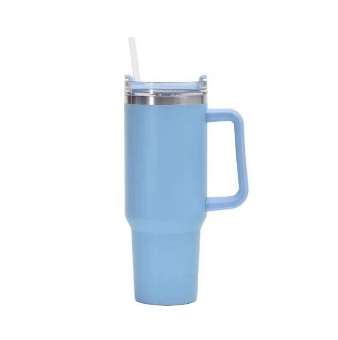 2024 Tasse en acier inoxydable de 40 oz avec couvercle à poignée en silicone et paille Tasse de voiture de 2e génération Bouteille d'eau isolée sous vide Tasse à café