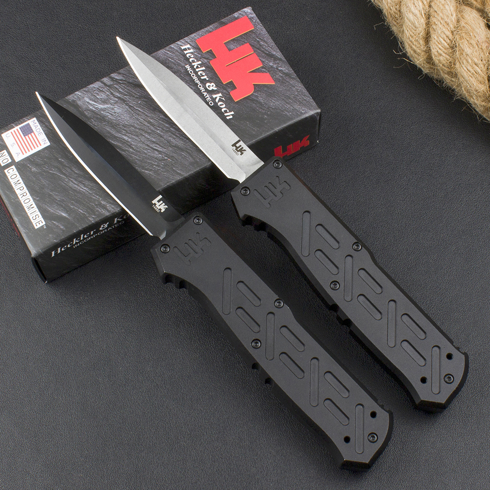 BM 14850 Auto Tactical Kniv D2 Black/Stone Wash Blad CNC Aviation Aluminiumhandtag utomhus Camping EDC Pocket Knives med detaljhandeln