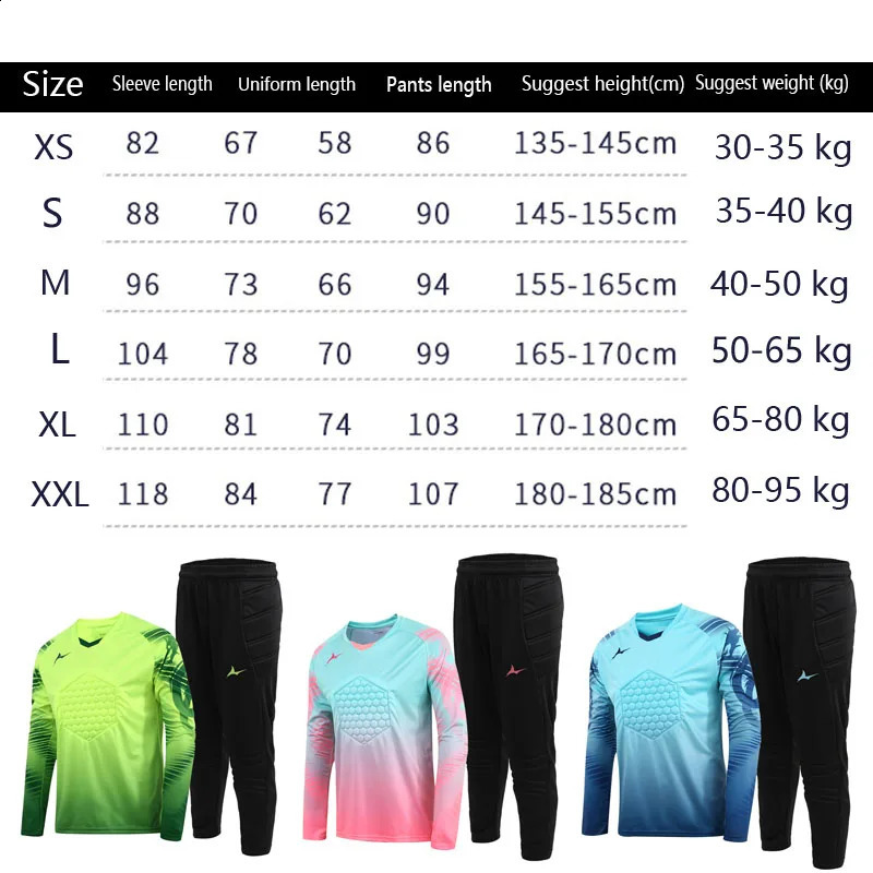 Soccer Goalkeeper Jersey For Kids Protection With Sponge Adults Football Uniform Men Goalie Shirt 240122