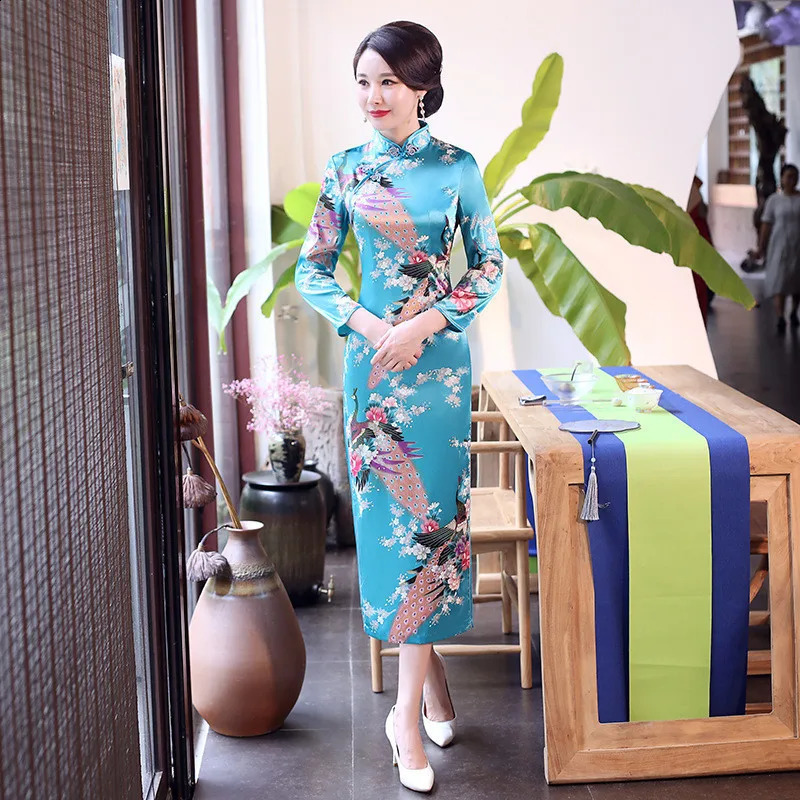 Plus storlek XXXL Women Classic Cheongsam Rayon Floral Elegant Evening Party Dress Traditionell Mandarin Collar Chinese Qipao 240131