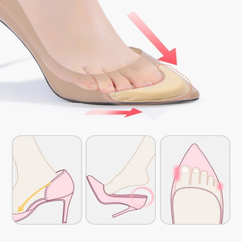 女性用のスポンジフォアフットインサートパッド靴のためのハイヒールのアクセサリープラグアンチペインリリーフシューズパッドを削減する靴のサイズフィラー240201
