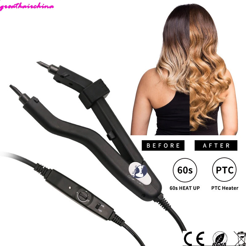 1st Temperatur220Hair Connectors Fusion Keratin Bonding Heat Iron Hair Mini Heat Tips Justerbara verktyg 240118