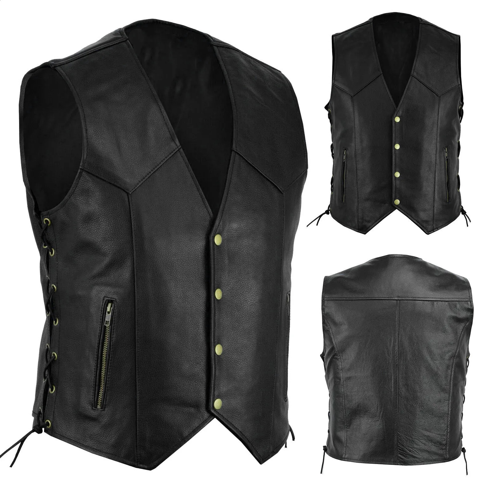 Hommes mode cuir gilet moto flotte Punk cuir gilet manteau Style européen et américain beau Blazer gilet manteaux 240125