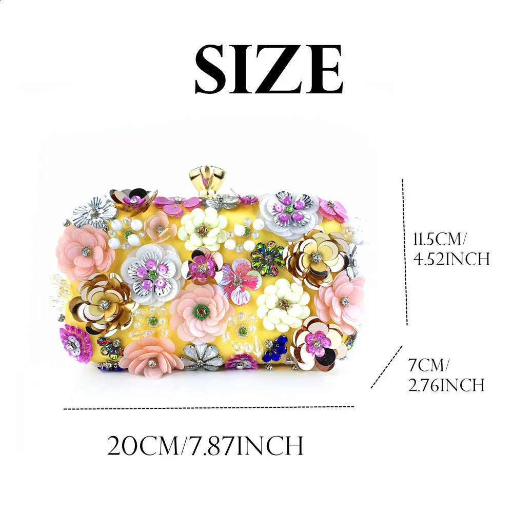 Amiqi femmes broderie perles fleur robes complètes cadre en métal fête soirée pochette sac à main portefeuille 240123