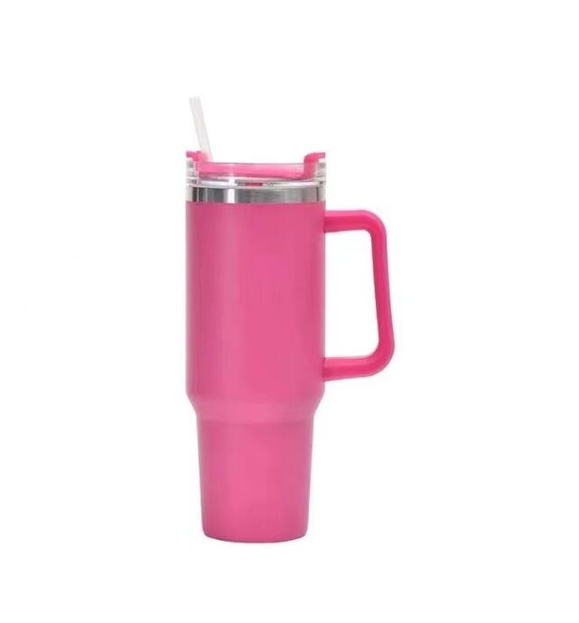 Tasse en acier inoxydable de 40 oz, avec couvercle à poignée en silicone et tasse de voiture de génération de paille, bouteille d'eau isolée sous vide, tasse à café, 2024, 40 oz