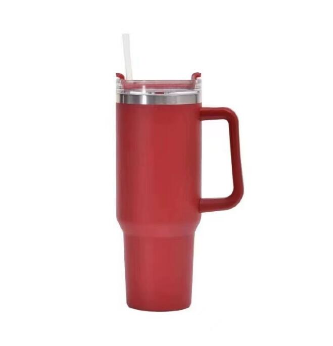 Tasse en acier inoxydable de 40 oz, avec couvercle à poignée en silicone et tasse de voiture de génération de paille, bouteille d'eau isolée sous vide, tasse à café, 2024, 40 oz