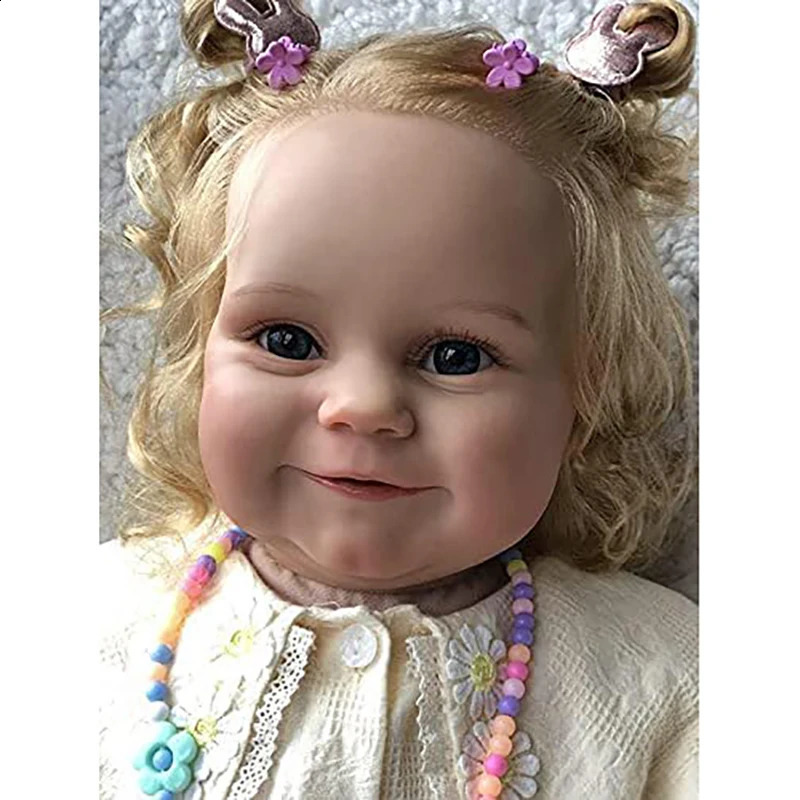 Poupée Maddie Girl Reborn de 60cm, avec cheveux blonds enracinés, corps câlin doux, jouets pour enfants, 240131