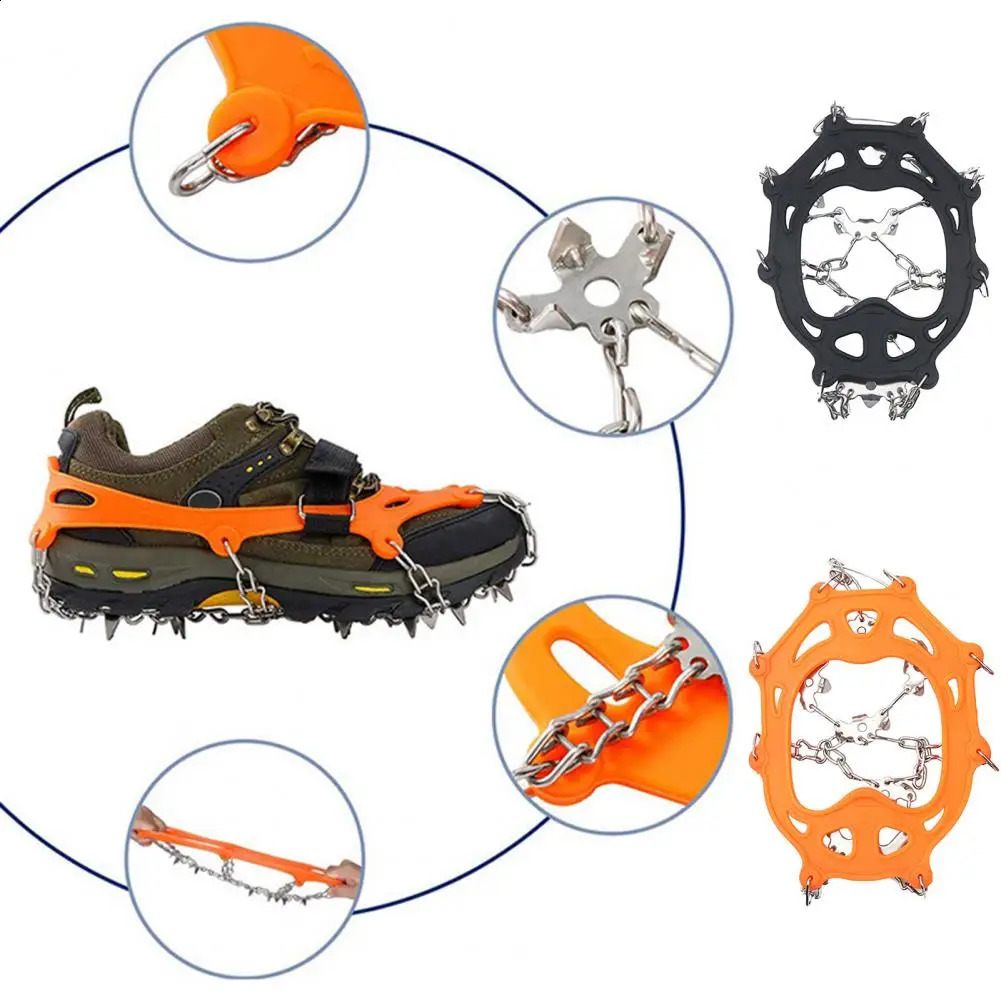 Anti Slip 19 Spike Hiking Teeth Crampons Shoe Cover Outdoor Ice Snow Spiked Grip Cleat 240125