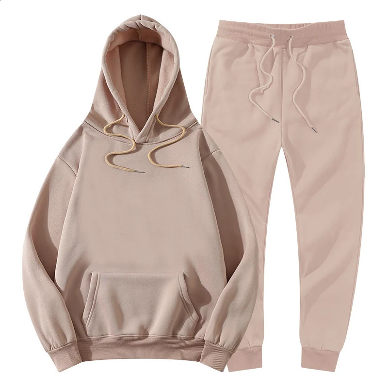 Men's And Women's Solid Color Long Sleeves Hoodie Sets Joggers Brand Sweatpants Fleece Jogger Suit Sweatshirt Pullover Fashion 240119