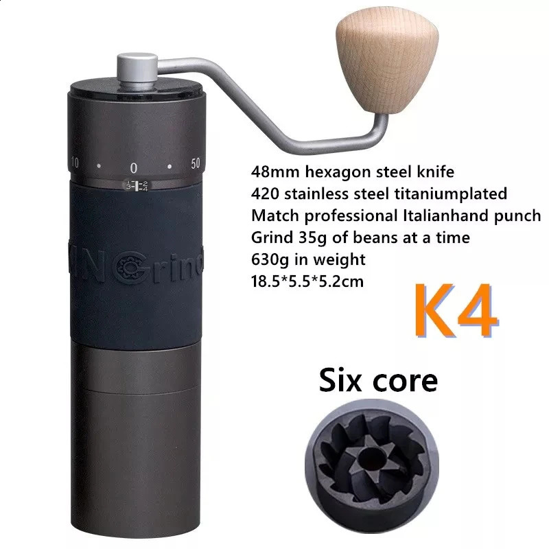 Kingrinder K4 K6 Manual Coffee Grinder Portable Mill 420 Stainfritt stål 48mm Rostfritt stålplätering Burr 240122