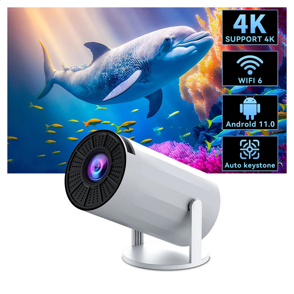 Goojodoq Projector Hy300 4K Android 11 Dual WiFi6 200 Ansi BT50 1080p 1280720p Mini Home Cinema Outdoor Projetor 240125