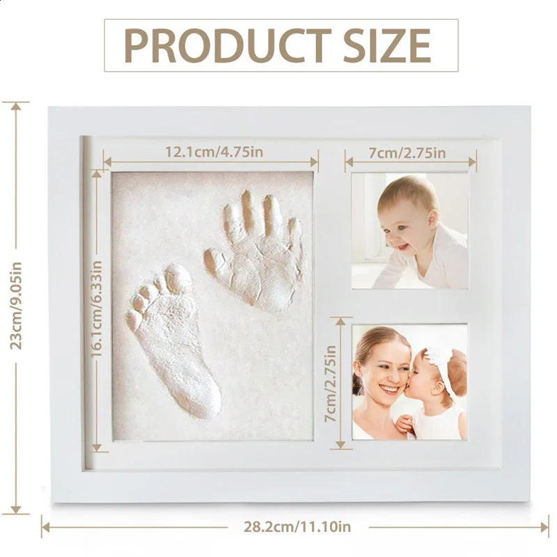 Baby Hand Foot Print Po Frame with Mold Clay Imprint Kit Souvenirs Commemorate Kids Growing Memory Gift 240125